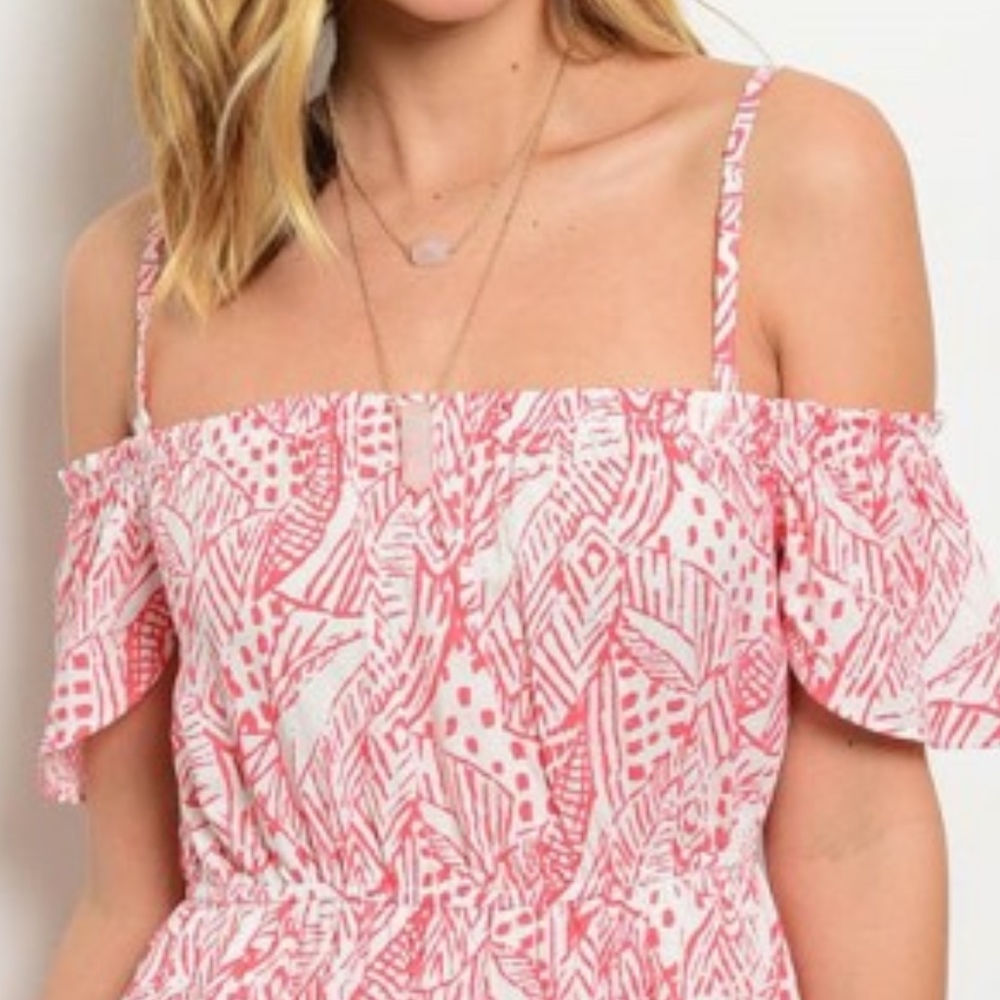 LAST 2 SMALL! Girly & Flirty CORAL CREAM DRESS - Picture 4 of 4